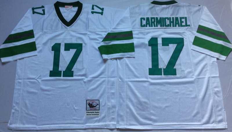 Eagles 17 Harold Carmichael White M&N Throwback Jersey